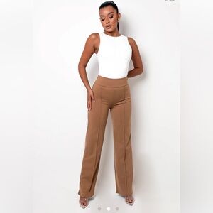 Classic Wide Leg Trousers in Tan Size Large From My Outfit Online